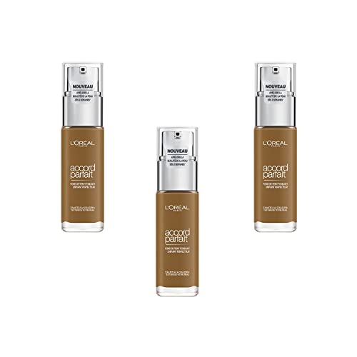 L'Oréal Paris Accord Parfait Base de Maquillaje 8.N Capuccino, Juego de 3 (3 x 30 ml)