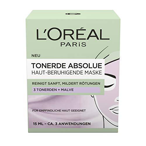 L'Oréal Paris Tonerde Absolue - Mascarilla calmante para la piel, 2 unidades (2 x 15 ml)