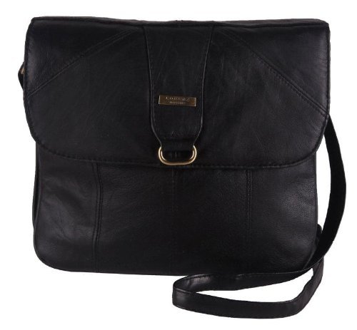 Lorenz Soft Nappa Leather Medium Sized Handbag with a Flap (Black)