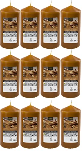 Lote 12 Velas Taco Perfumadas Canela en Rama Grandes XXL 120 x 57 mm - Velones Aromáticos, Gran Duración (34-36 Horas) y Delicado Aroma - Aromaterapia por Velas