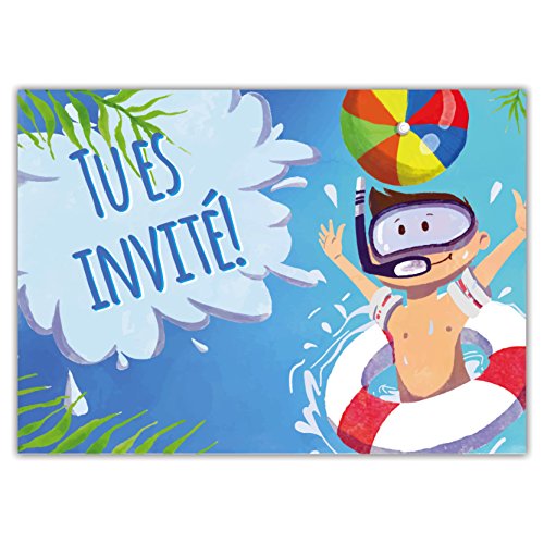 Lote de 12 tarjetas de invitación para cumpleaños, fiestas, invitaciones en francés