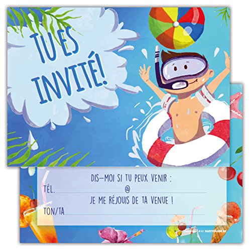 Lote de 12 tarjetas de invitación para cumpleaños, fiestas, invitaciones en francés