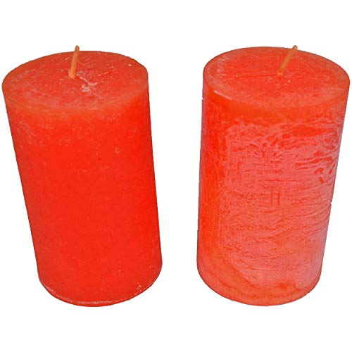 Lote de 2 velas votivas decorativas perfumadas, antitabaco, para la decoración del interior de tu casa y para crear un ambiente en color naranja, 6 x 10 cm, duración de 40 horas