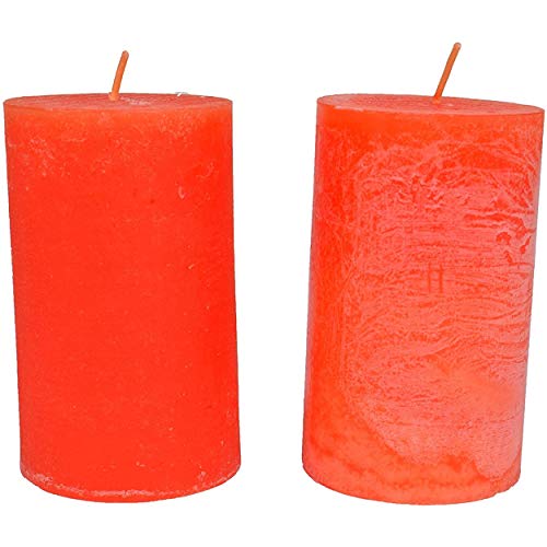 Lote de 2 velas votivas decorativas perfumadas, antitabaco, para la decoración del interior de tu casa y para crear un ambiente en color naranja, 6 x 10 cm, duración de 40 horas