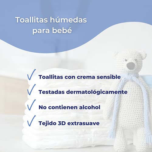 Lov'yc Toallitas Húmedas Para Bebé Con Crema Sensible, Blanco, 72 Unidad