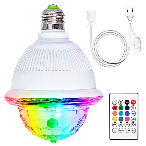 Luces Discoteca Giratoria, LETOUR Bola LED de Discoteca, conector de rosca con altavoz Bluetooth activado E26/E27 Distancia por sonido RGB discoteca, Fiesta