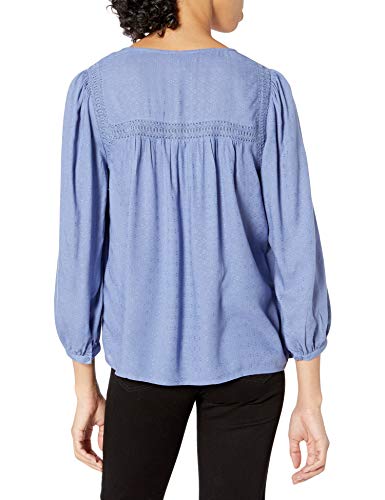 Lucky Brand Laura Lace Peasant Top Camisa, Colonia Azul, S para Mujer