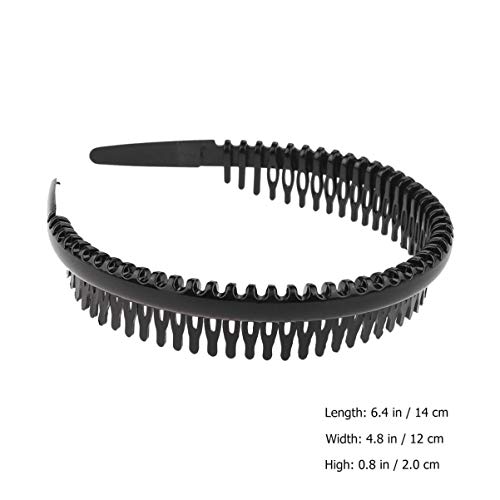 Lurrose 10 Piezas de Plástico de Dientes Peine para El Cabello Diadema Onda Pelo Aro Banda para El Cabello de Primavera para Mujeres Accesorios para Sombreros Deportivos (Negro)