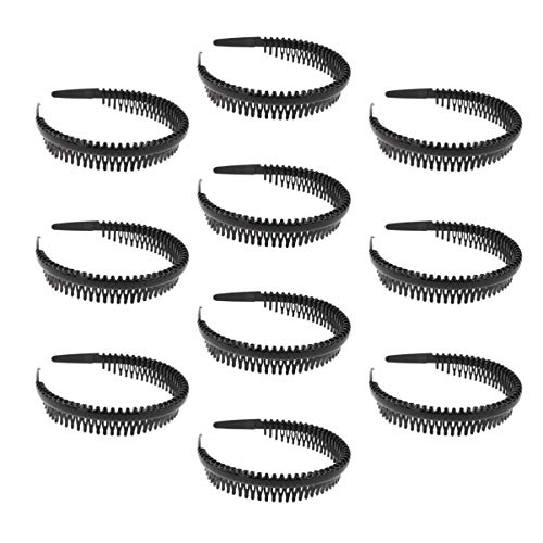 Lurrose 10 Piezas de Plástico de Dientes Peine para El Cabello Diadema Onda Pelo Aro Banda para El Cabello de Primavera para Mujeres Accesorios para Sombreros Deportivos (Negro)