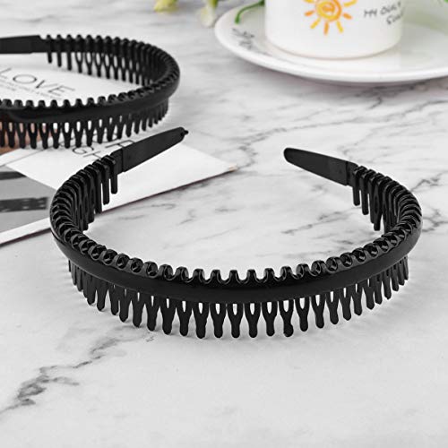 Lurrose 10 Piezas de Plástico de Dientes Peine para El Cabello Diadema Onda Pelo Aro Banda para El Cabello de Primavera para Mujeres Accesorios para Sombreros Deportivos (Negro)