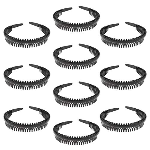 Lurrose 10 Piezas de Plástico de Dientes Peine para El Cabello Diadema Onda Pelo Aro Banda para El Cabello de Primavera para Mujeres Accesorios para Sombreros Deportivos (Negro)