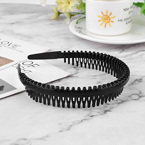 Lurrose 10 Piezas de Plástico de Dientes Peine para El Cabello Diadema Onda Pelo Aro Banda para El Cabello de Primavera para Mujeres Accesorios para Sombreros Deportivos (Negro)