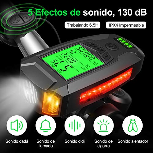 Luz Bicicleta Luces Bicicleta Potentes - Luces Bicicleta Recargable USB Faro Bicicleta con Pantalla LED 5 Modos Antirrobo e Impermeable Luz Bicicleta Delantera y Trasera Linterna Bicicletas Montaña