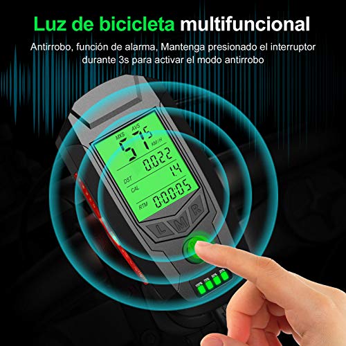 Luz Bicicleta Luces Bicicleta Potentes - Luces Bicicleta Recargable USB Faro Bicicleta con Pantalla LED 5 Modos Antirrobo e Impermeable Luz Bicicleta Delantera y Trasera Linterna Bicicletas Montaña