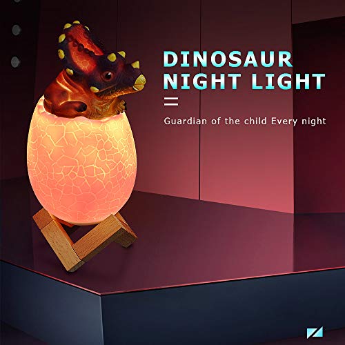 Luz nocturna de dinosaurio para niños, LETOUR Lámpara de dinosaurio 3D LED Luz de noche con Pat, táctil y control remoto 16 colores RGB dinosaurio juguete Festival regalos para niños (Triceratops)