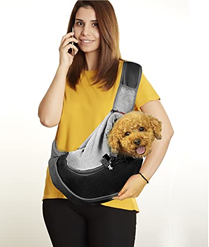 Lvjkes Bolso de Hombro para Mascotas, Mochila para Mascotas, Mochila para Mascotas de un Solo Hombro, fácil de Salir, Transpirable, Adecuada para Perros y Gatos pequeños (Blanco y Negro)