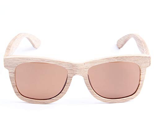 LY4U Gafas de sol de madera para hombre y mujer Gafas vintage Lentes polarizadas Gafas de sol unisex con caja de bambú