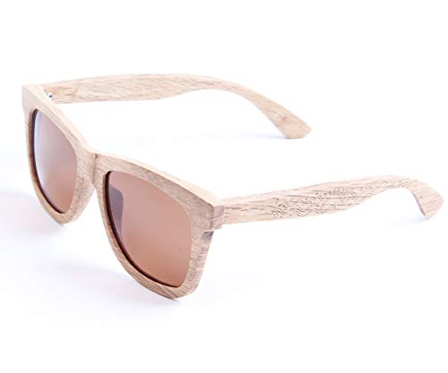 LY4U Gafas de sol de madera para hombre y mujer Gafas vintage Lentes polarizadas Gafas de sol unisex con caja de bambú