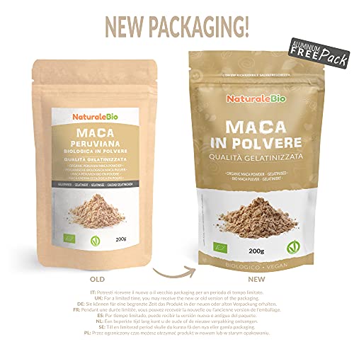 Maca Andina Ecológica en Polvo 200g. Organic Maca Powder Gelatinized. Peruana, Bio y Pura, viene de raíz de Maca Organica - Gelatinizada - NaturaleBio