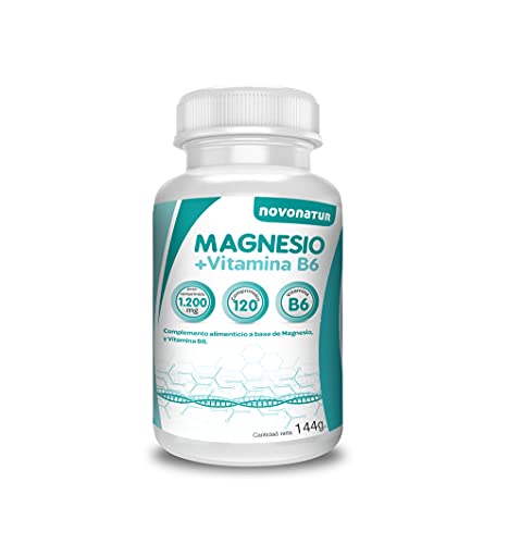 Magnesio mas Vitamina B6, 120 comprimidos, contribuyen al funcionamiento normal del sistema nervioso, disminuye el cansancio y mejora la salud ósea. Sistema inmunitario. NOVONATUR