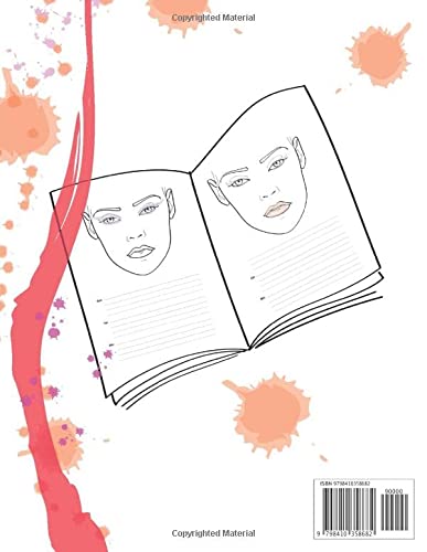 MAKEUP SKETCHBOOK FACE CHARTS - Blank Large Face Templates & Design Details section. Quick, Helpful and Easy to use for Students, Professionals and ... Lips and Skin. Size 8.5" x 11" and 110 Pages