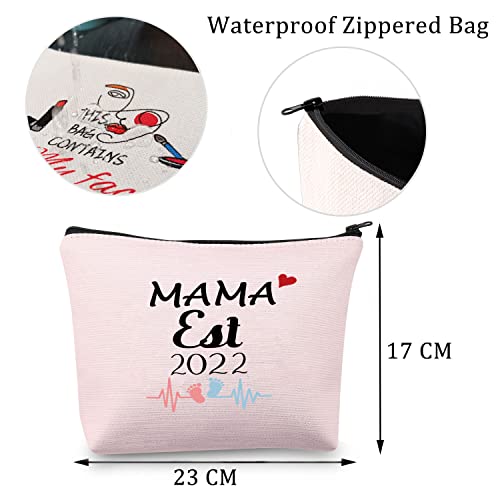 MAMA Est 2022 - Bolsa de maquillaje para mamá, regalos para la primera mamá, regalos para la madre, Lona.,