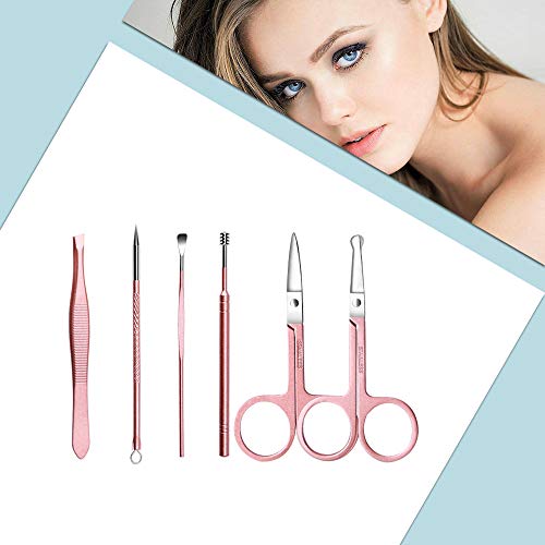 Manicure Set,18 pcs Kit deManicura Pedicura Profesional Herramientas de Cortauñas Recortador Afeitado de Cejas Herramienta de Corte de Pelo de Nariz (Rosa Rosa)