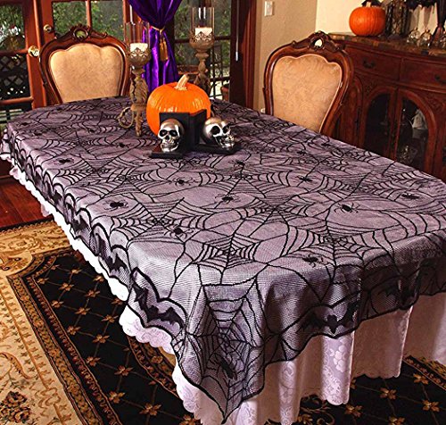 Mantel gótico de encaje para Halloween de Awtlife, decoración de fiesta con telarañas, 122 x 244 cm