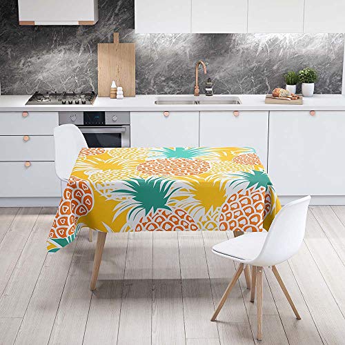 Manteles de Mesa Mantel, Morbuy Rectangular Impresión 3D Tropical Piña Impermeable Antimanchas Lavable Manteles para Cocina o Salón Comedor Decoración del Hogar (Naranja Verano,60x60cm)