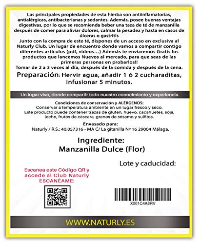 MANZANILLA DULCE NATURAL EN FLOR - Flores dulces de manzanilla natural para preparar infusiones relajantes, infusiones para dormir y para la digestión. Flores secas Naturales de Manzanilla