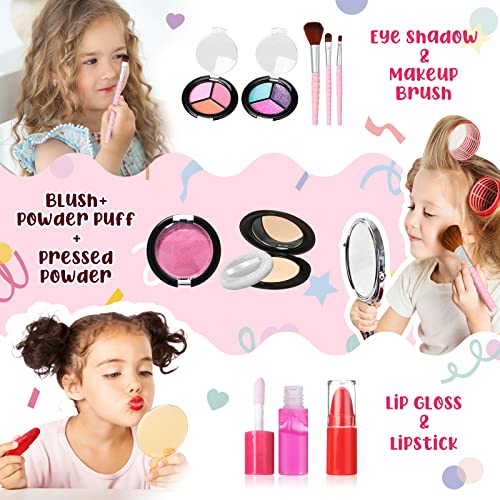 Maquillaje Para Niñas 20 Pcs, Kit de Maquillaje Niña, Lavables, Seguro y No Tóxico, Set Maquillaje Niña con Una Variedad de Cosméticos para Niños - Regalo Ideal para Niñas