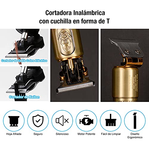 Maquina Cortar Pelo Inalámbrico Cortapelos Hombre Profesional Renovada Recortadora de Barba Eléctrica con Pantalla LCD, Cortador de Pelo Barba Kit con 3 Peines Guía, Maquinas de Afeitar Recargable