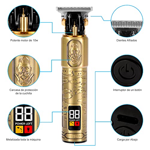 Maquina Cortar Pelo Inalámbrico Cortapelos Hombre Profesional Renovada Recortadora de Barba Eléctrica con Pantalla LCD, Cortador de Pelo Barba Kit con 3 Peines Guía, Maquinas de Afeitar Recargable