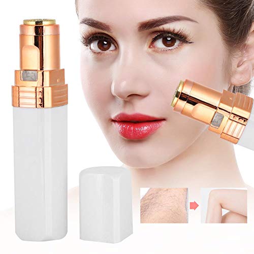 Maquinilla de afeitar de cejas Forma de lápiz labial Mini removedor de vello eléctrico Máquina de depilación facial y corporal Recortador de cejas recargable para cara Bikini Cabello (BLANCO)