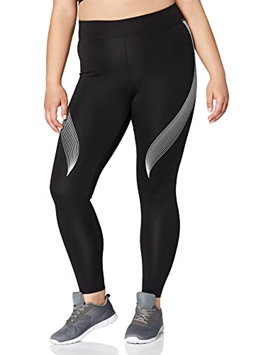 Marca Amazon - AURIQUE Bal181la18 - leggings deporte mujer Mujer, Negro (Black/White), 40, Label:M