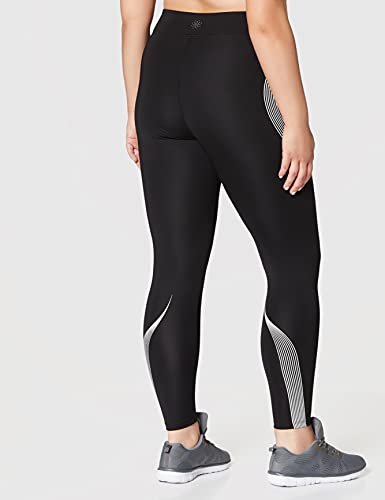 Marca Amazon - AURIQUE Bal181la18 - leggings deporte mujer Mujer, Negro (Black/White), 40, Label:M