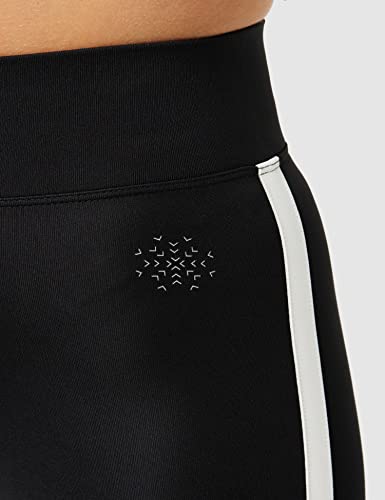 Marca Amazon - AURIQUE Leggings de Deporte con Banda Lateral Mujer, Negro (Black), 44, Label:XL