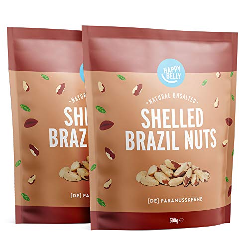 Marca Amazon - Happy Belly Nueces de Brasil sin cáscara, 2 x 500g