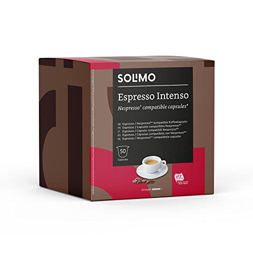 Marca Amazon - Solimo Cápsulas Espresso Intenso, Compatibles con Nespresso - 100 cápsulas (2 Paquetes x 50)