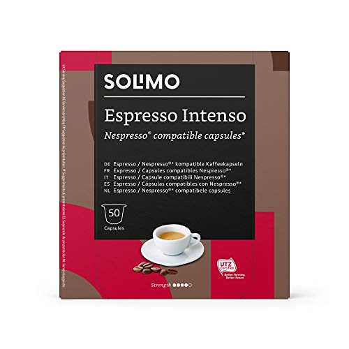 Marca Amazon - Solimo Cápsulas Espresso Intenso, Compatibles con Nespresso - 100 cápsulas (2 Paquetes x 50)