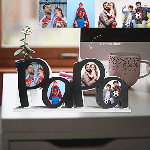 Marco de fotos de papá con soporte de base, soporte de acrílico para fotos de papá y yo, marco de fotos con letras creativas, adornos de mesa para sala de estar, dormitorio (negro, papá)