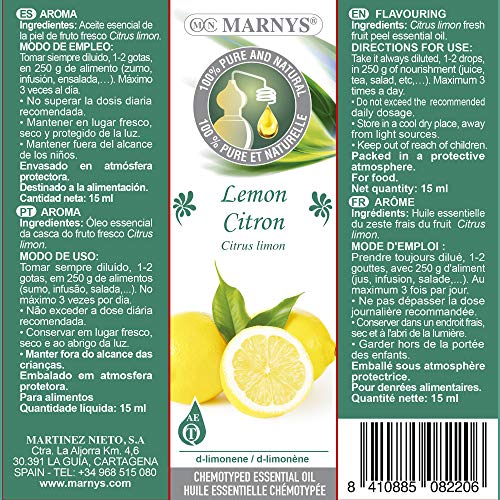 MARNYS Aceite Esencial Limón 100% Puro Quimiotipado 15ml