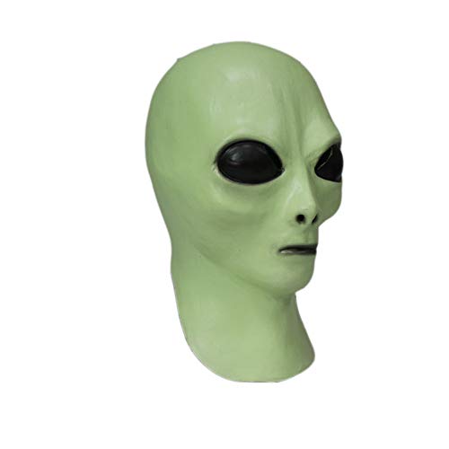 Máscara de terror de látex Traje de miedo Látex Resplandor Alien Máscara de fiesta Disfraz Adulto Unisex Talla única (Verde)