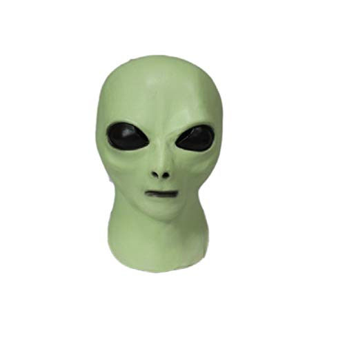 Máscara de terror de látex Traje de miedo Látex Resplandor Alien Máscara de fiesta Disfraz Adulto Unisex Talla única (Verde)