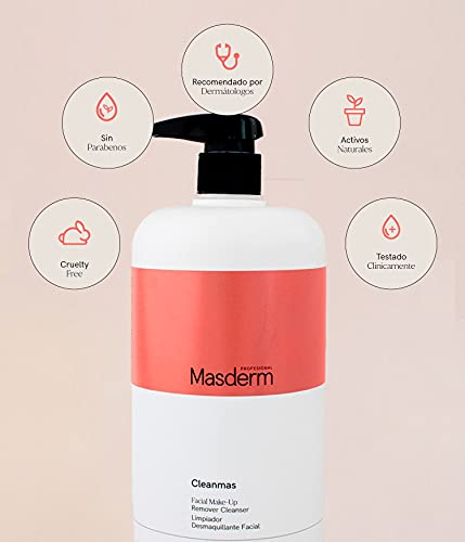 MASDERM | Desmaquillante Facial | 1000 ML | Desmaquillante Ojos Waterproof | Gel Limpiador Facial | Agua Micelar | Desmaquillador | Tonico Facial Piel Grasa, Seca y Mixta | Locion Limpiadora Cara