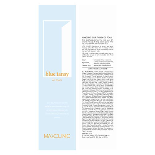 MAXCLINIC Espuma de aceite de tanaceto Limpiador facial y desmaquillador todo en uno con aceite de tanaceto azul original de Marruecos 110g / 3.88oz