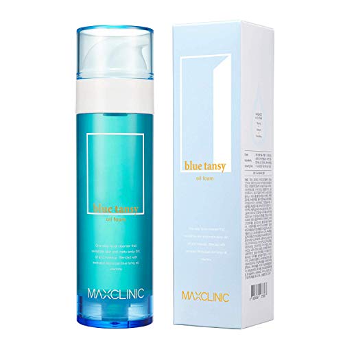 MAXCLINIC Espuma de aceite de tanaceto Limpiador facial y desmaquillador todo en uno con aceite de tanaceto azul original de Marruecos 110g / 3.88oz