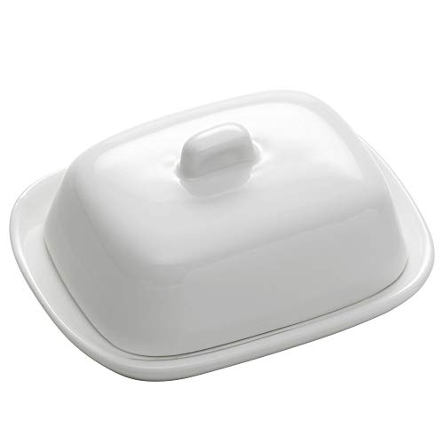 Maxwell & Williams White Basics Mantequera con Tapa, Porcelana, Butter Dish