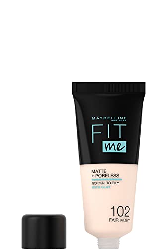 Maybelline MAY FIT ME FDT MAT.NUen/de/sp 102 Fair base de maquillaje Tubo Líquido 30 ml - Base de maquillaje (Tubo, Líquido, Beige, Fair Ivory, Piel Clara, Piel Iluminada, Piel Medio, Cool)