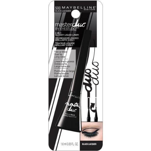 Maybelline New York Eye Studio Master Duo Glossy Liquid Liner, Black Lacquer, 0.05 Fluid Ounce by Maybelline New York